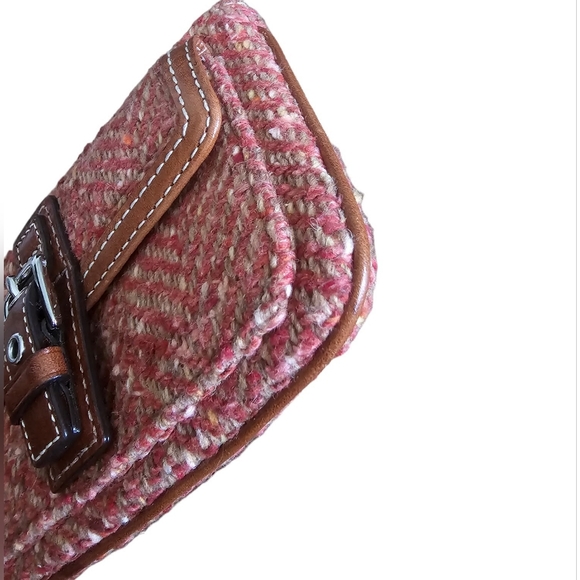EUC | HTF Coach Pink & Brown Soho Wristlet | Wool Tweed & Leather - Picture 11 of 16